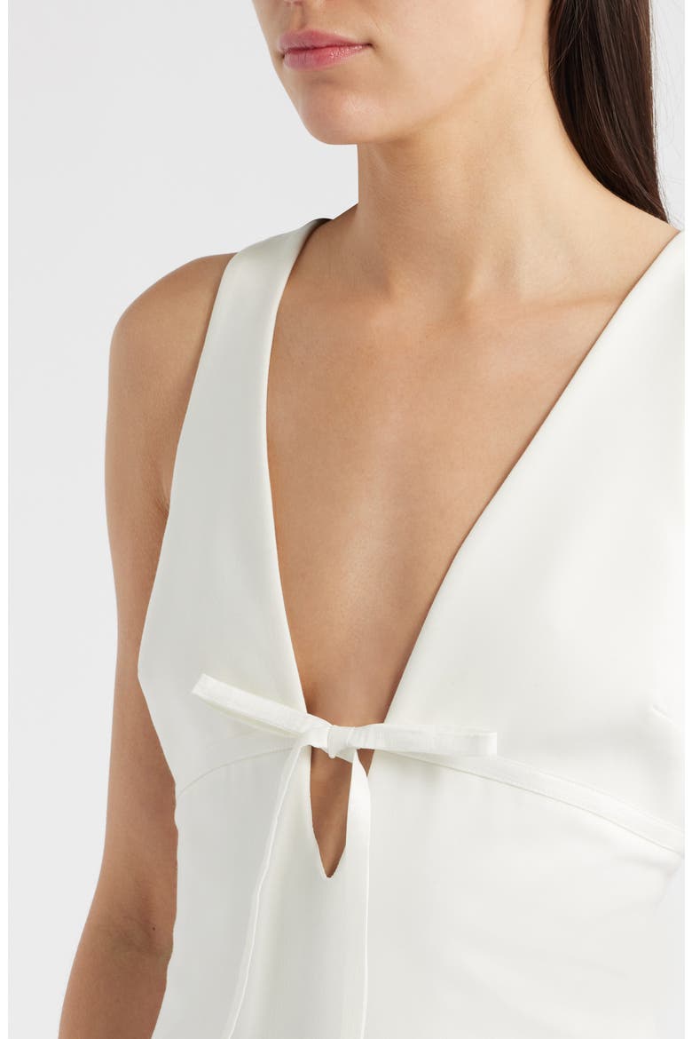 Balta Ruffle Hem Mixed Media Cocktail Midi Dress, Alternate, color, WHITE