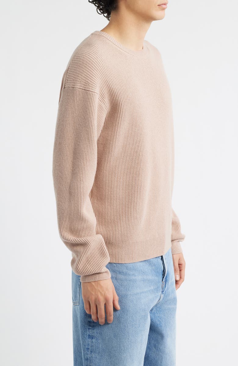 FRAME Crewneck Wool & Silk Rib Sweater, Alternate, color, Light Mauve