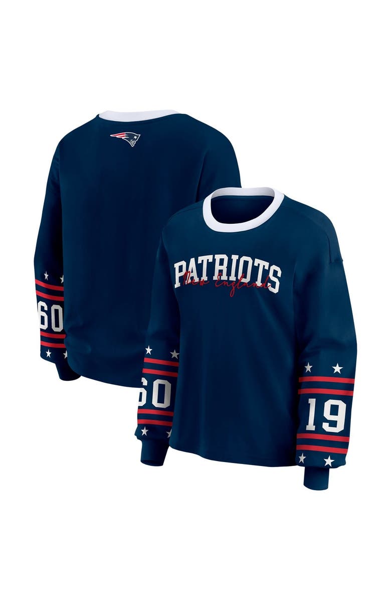 WEAR by Erin Andrews Women's WEAR by Erin Andrews  Navy New England Patriots Sport Long-Sleeve T-Shirt, Main, color, Navy
