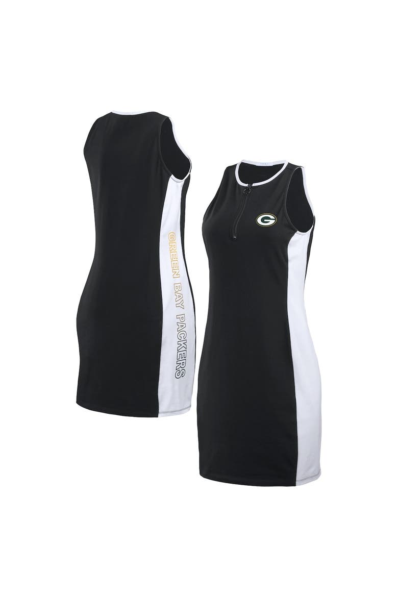 Women's WEAR by Erin Andrews Black Green Bay Packers Bodyframing Tank Dress, Main, color, Black