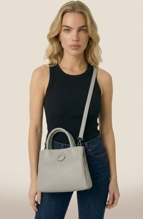 Structured Circular Detail Top Handle Bag