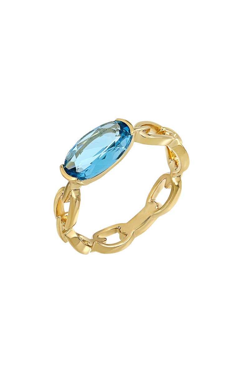 Bony Levy 18K Yellow Gold Oval Blue Topaz Ring, Main, color, 18K Yellow Gold