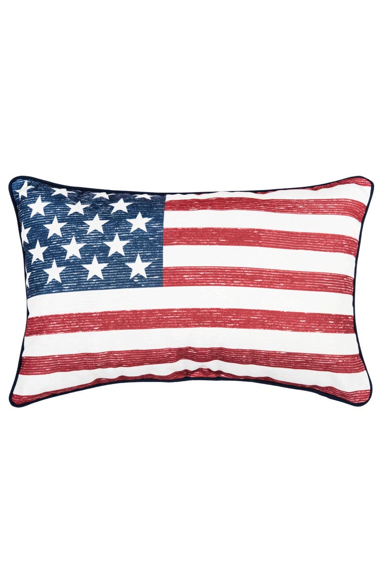 C&F Home Vintage 4th of July American Flag Accent Pillow, 14" x 22", Main, color, Red