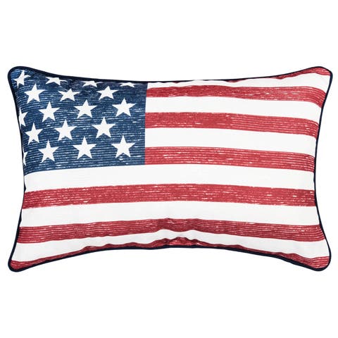 Vintage 4th of July American Flag Accent Pillow, 14" x 22"