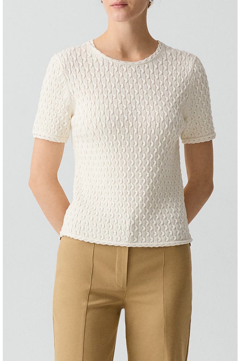Cable Knit Organic Cotton Top, Main, color, IVORY