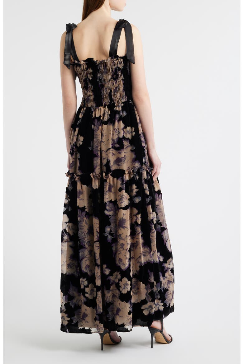 Rowan Floral Tie Shoulder Maxi Dress, Alternate, color, BLACK PURPLE