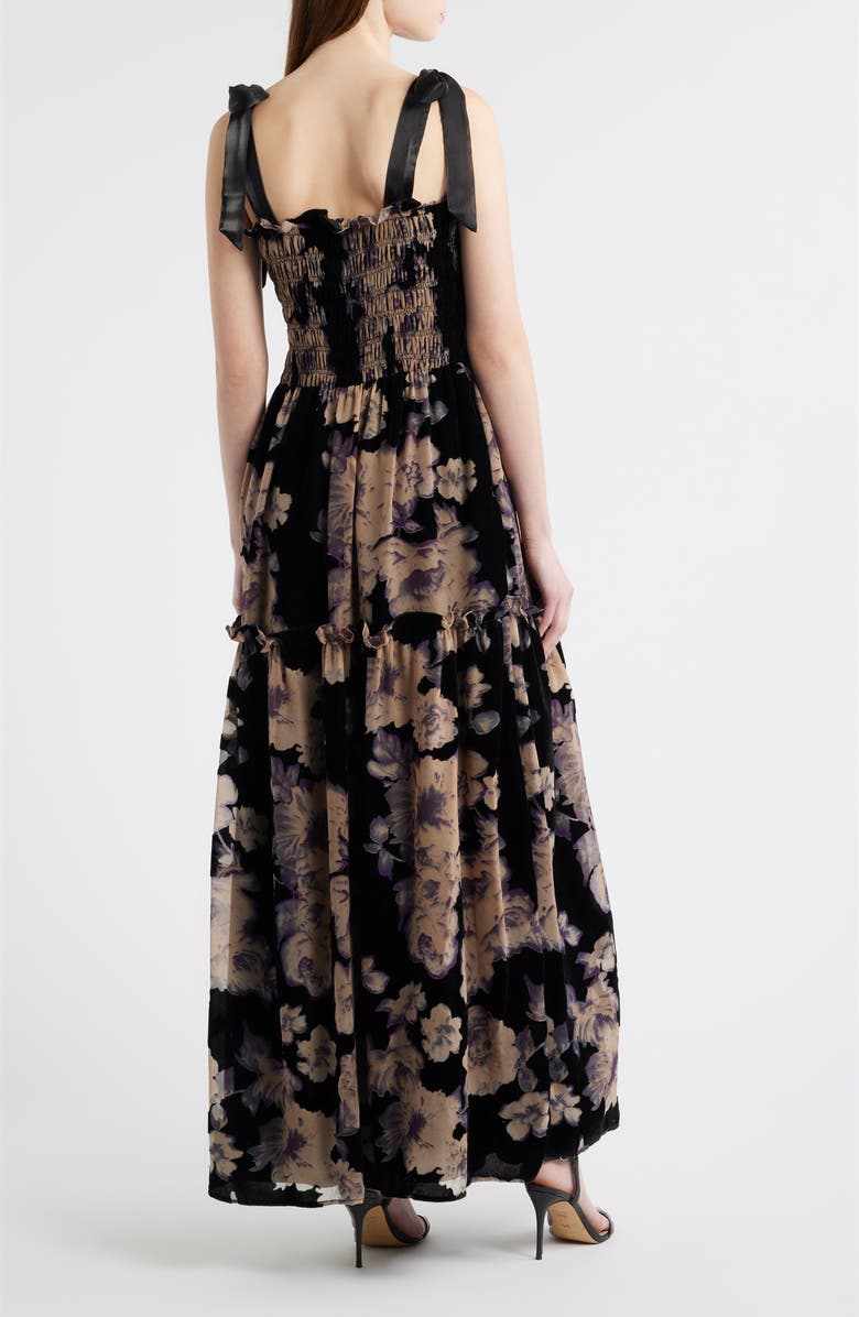 En Saison Rowan Floral Tie Shoulder Maxi Dress, Alternate, color, Black Purple