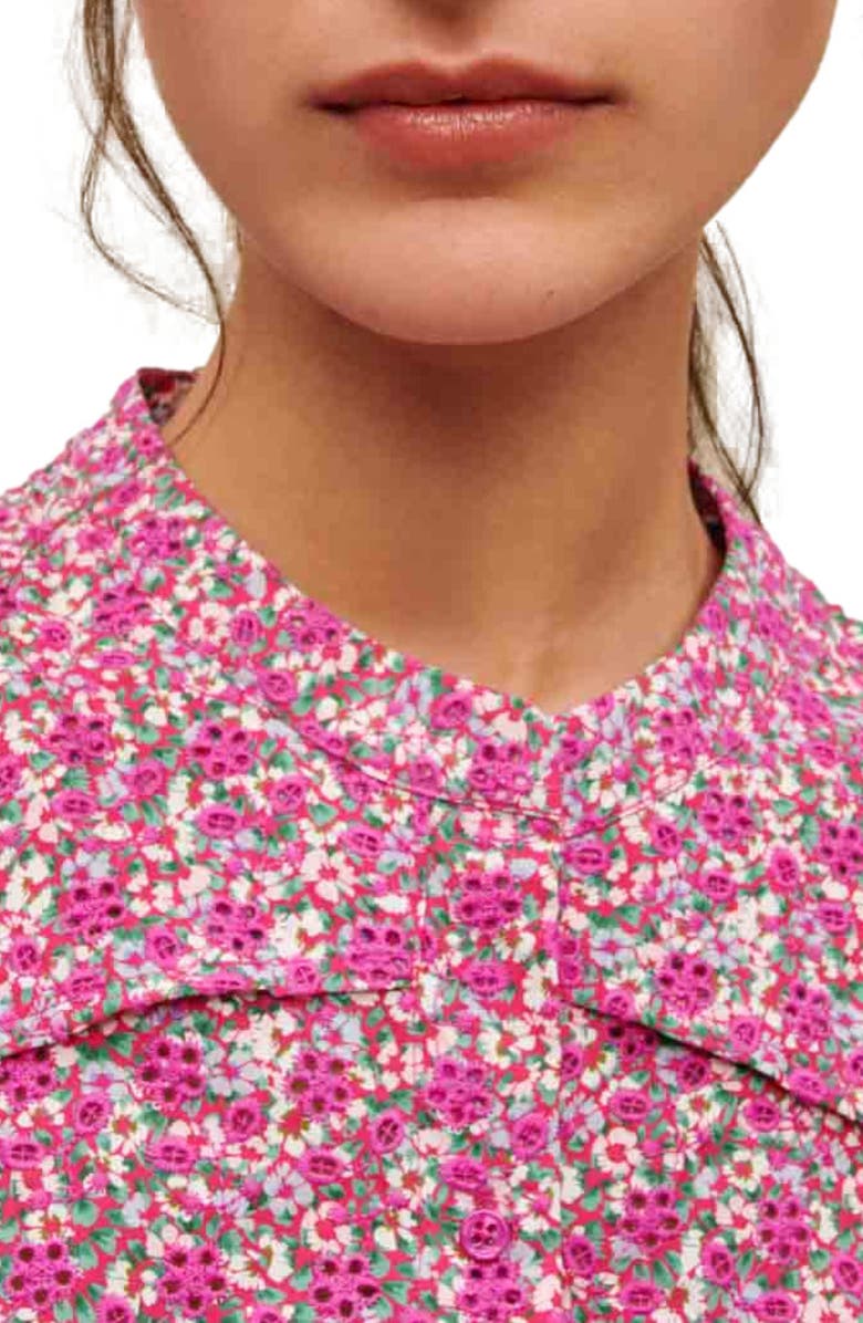 maje Pyad Floral Print Jumpsuit, Alternate, color, Imprime Fleurs Brodees Fuchsia