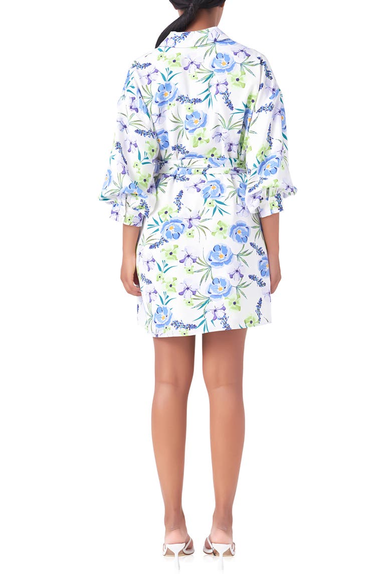 Floral Mini Shirtdress, Alternate, color, BLUE