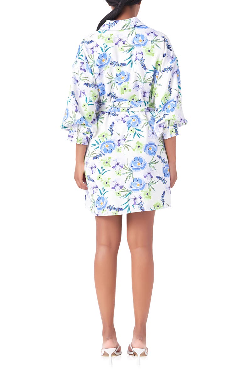 Endless Rose Floral Mini Shirtdress, Alternate, color, Blue