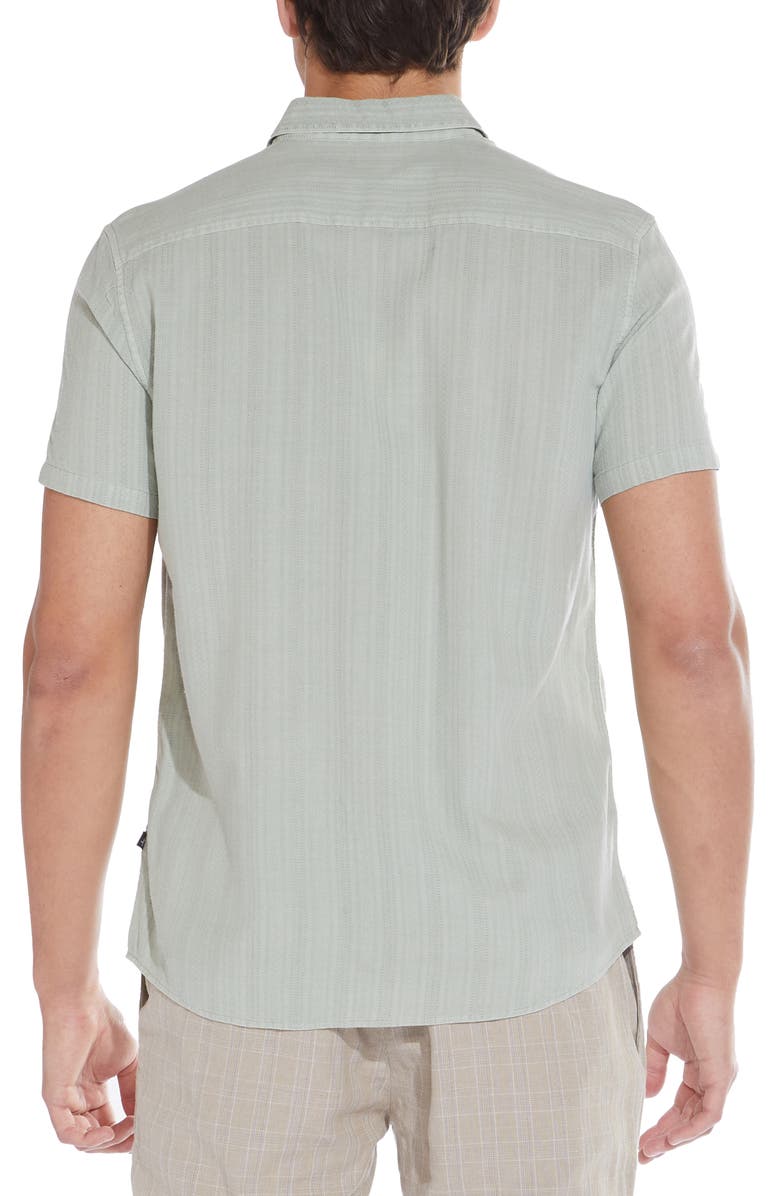 Civil Society Stripe Pattern Short Sleeve Cotton Button-Up Shirt, Alternate, color, Sage