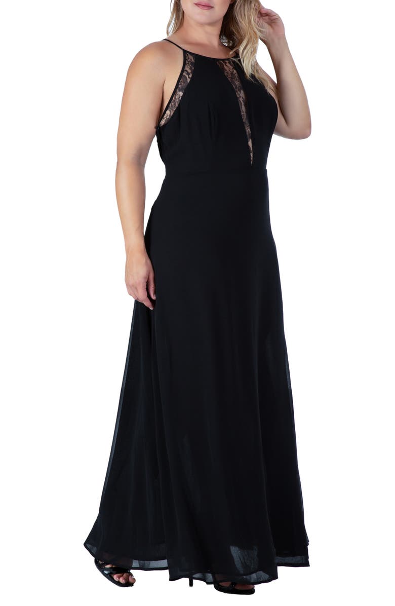 Standards & Practices Lace Detail Maxi Dress, Alternate, color, Black