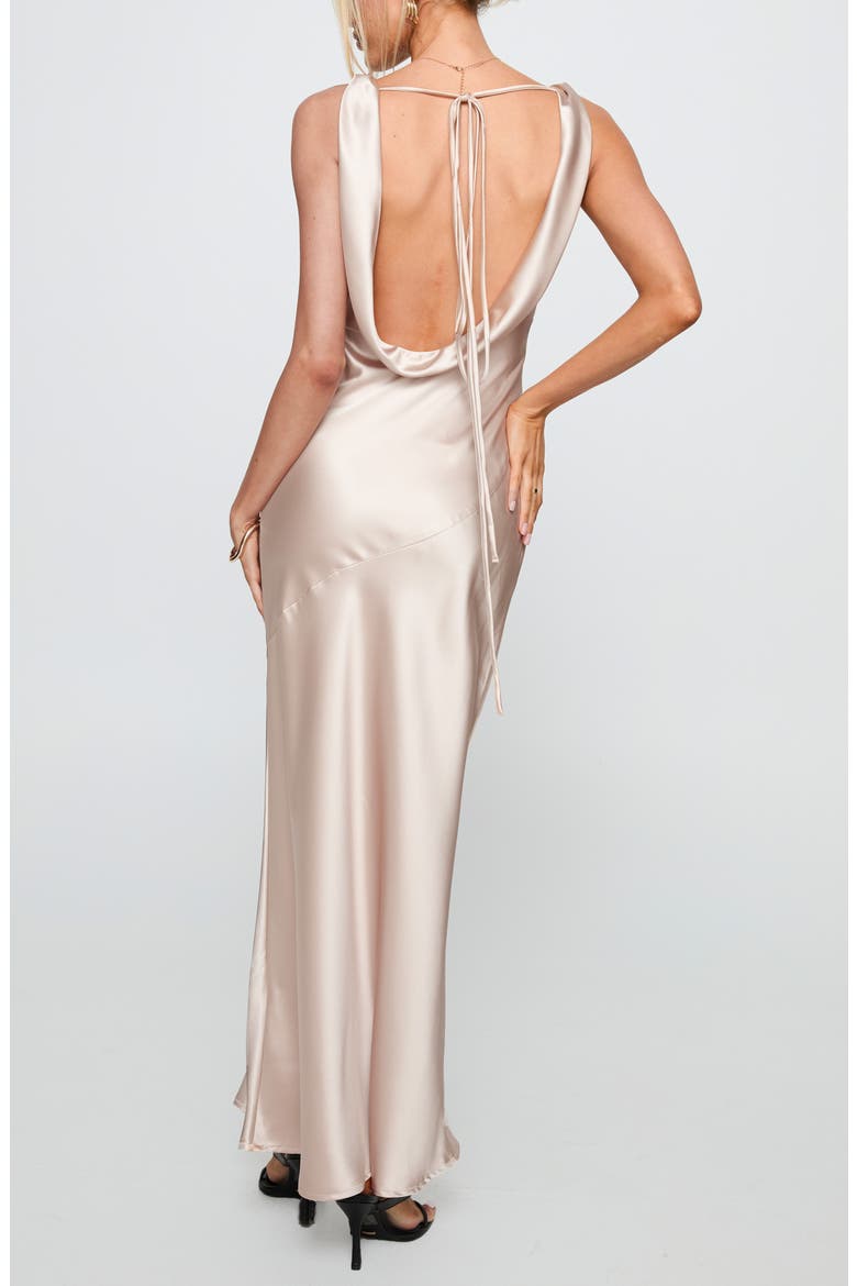 Northern Star Open Back Satin Gown, Alternate, color, CHAMPAGNE