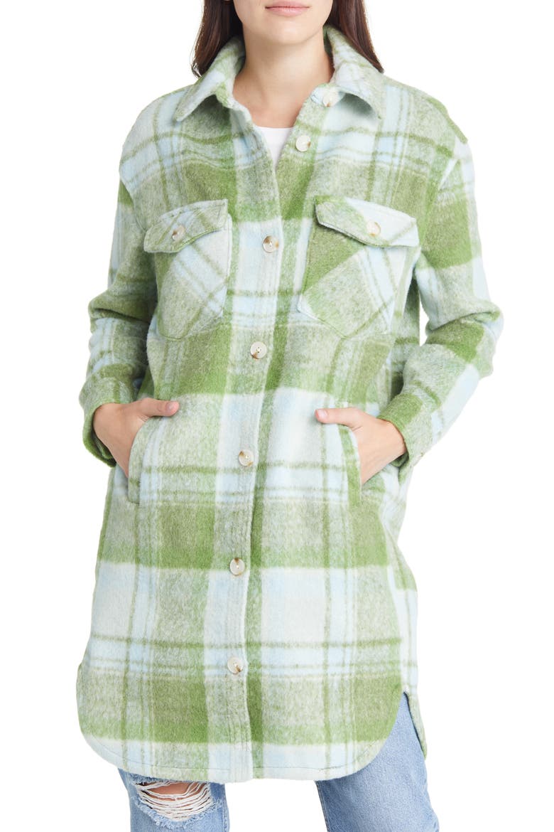 Plaid Long Shacket, Alternate, color, LUCKY CHARM