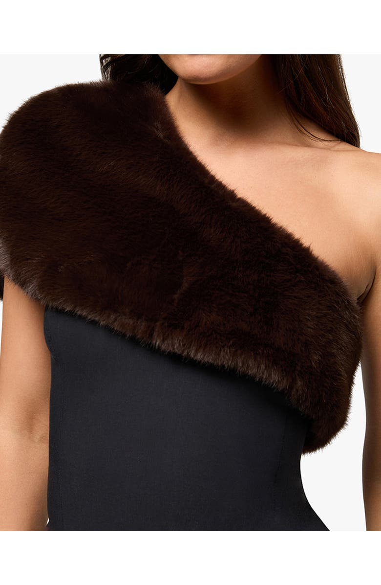 WeWoreWhat Faux Fur One Shoulder Mini Dress, Alternate, color,