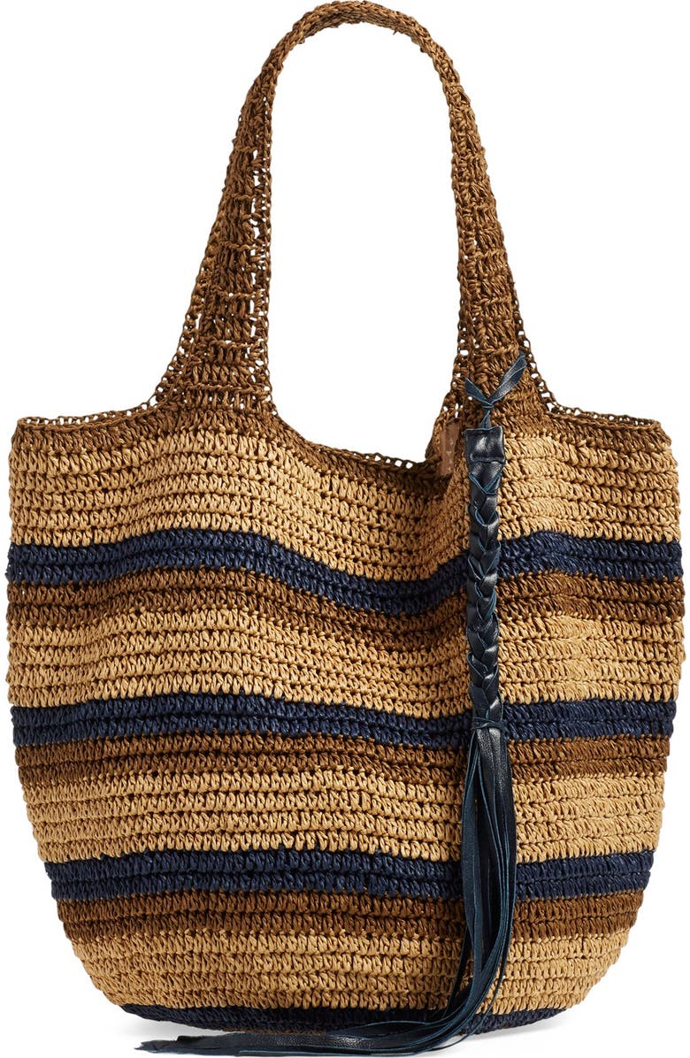 Caslon<sup>®</sup> Stripe Crochet Straw Shoulder Bag, Main, color,