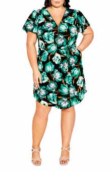 City Chic Tulip Short Sleeve Crepe Dress