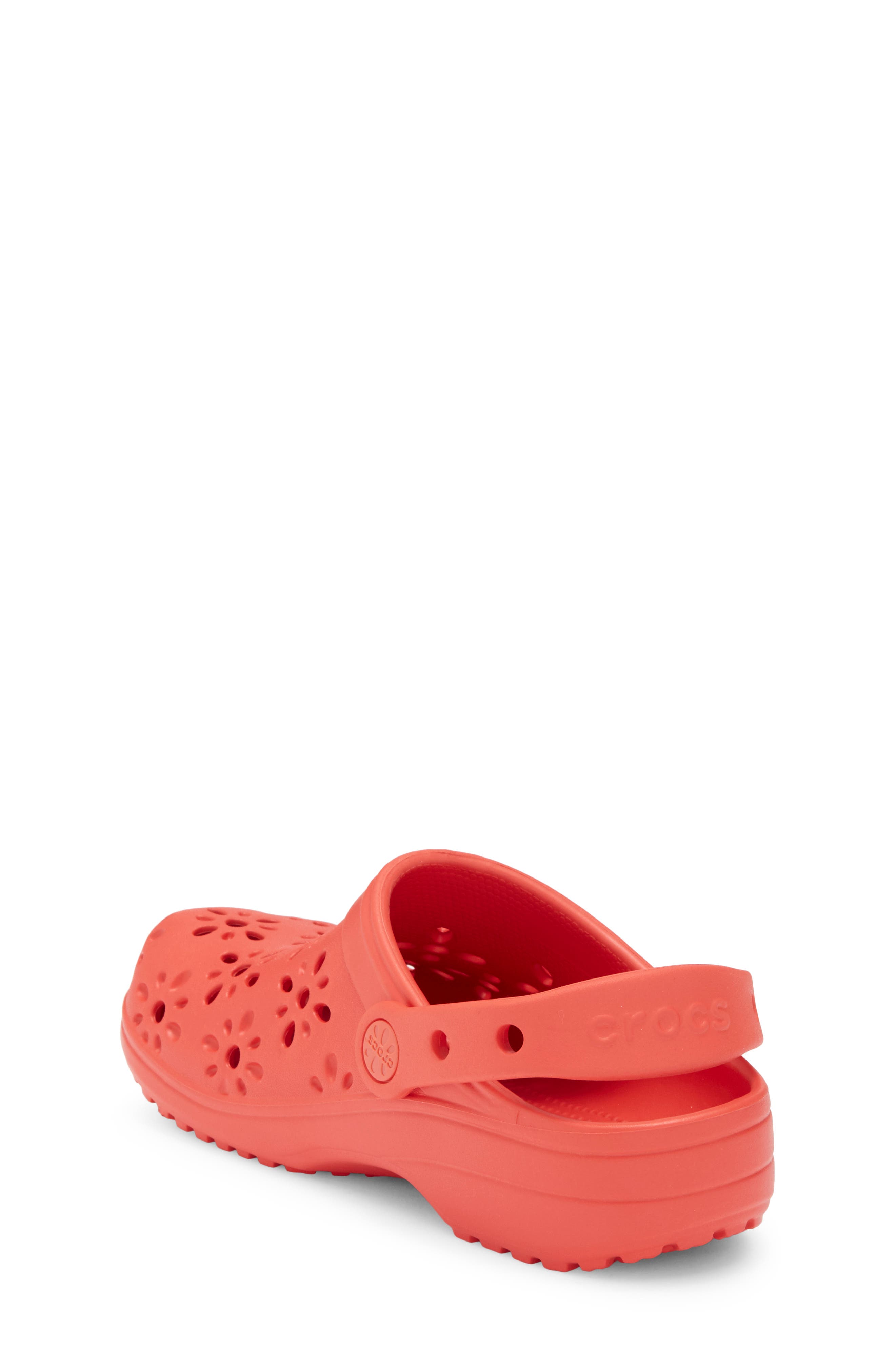CROCS Kids' Classic Floral Cutout Clog, Alternate, color, Cherry Red