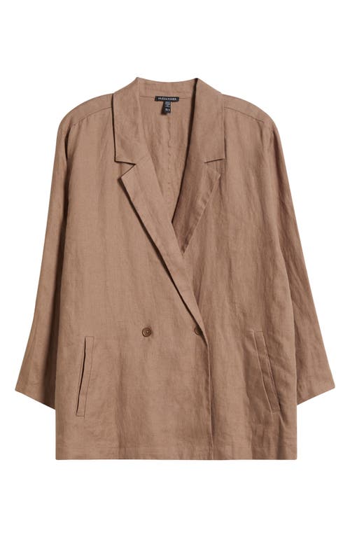 Eileen Fisher Double Breasted Organic Linen Blazer In Cocoa