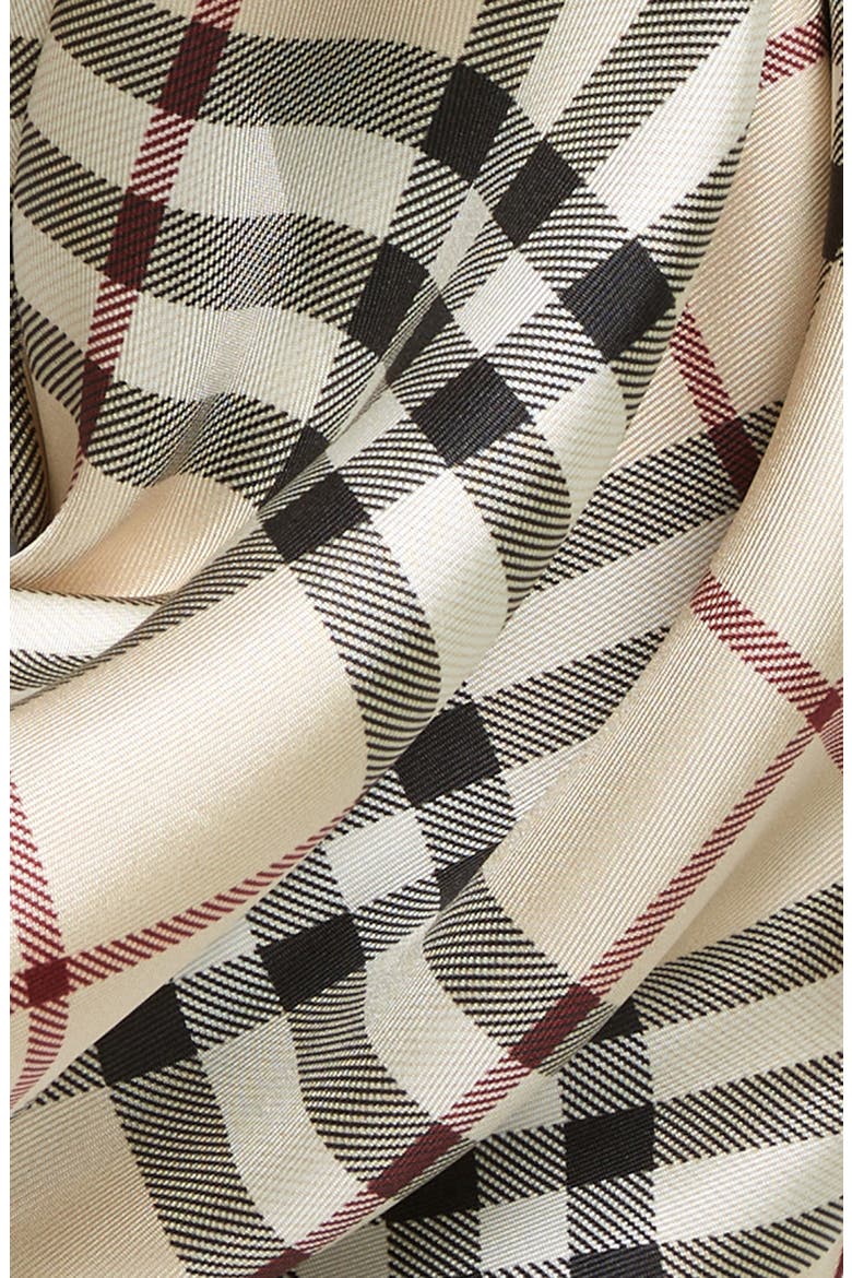 Check Silk Twill Scarf Scarf, Alternate, color, STONE