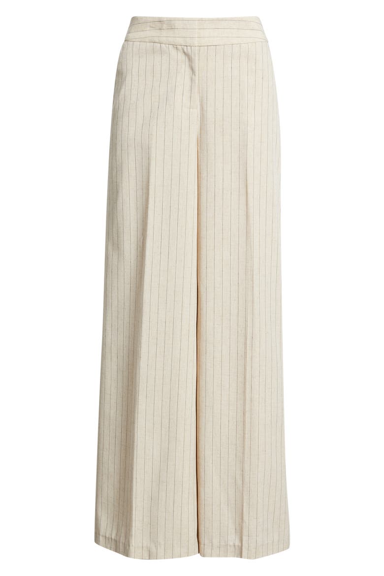 Pinstripe Wide Leg Pants, Alternate, color, DUNE ESPRESSO