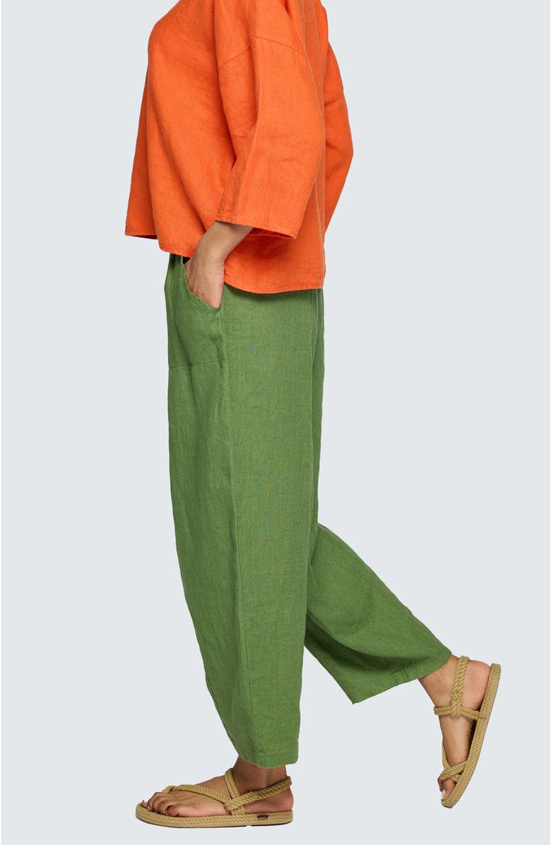LUUKAA Zenya Solid Linen Pants, Alternate, color, Apple Green