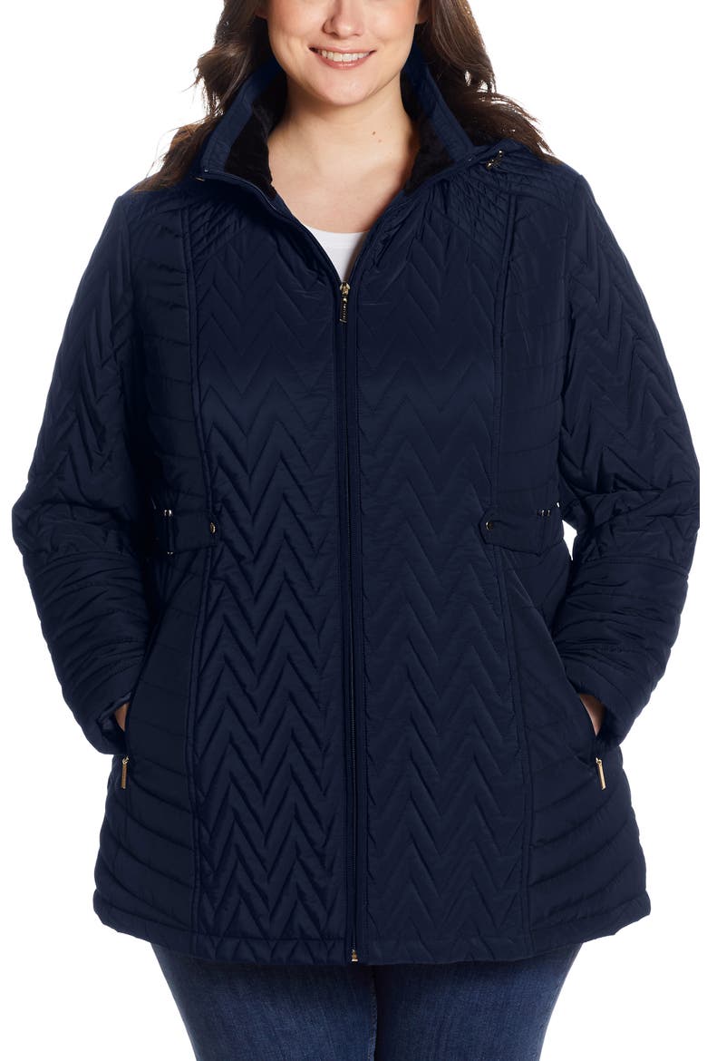 Chevron Quilt Jacket, Main, color, NAVY
