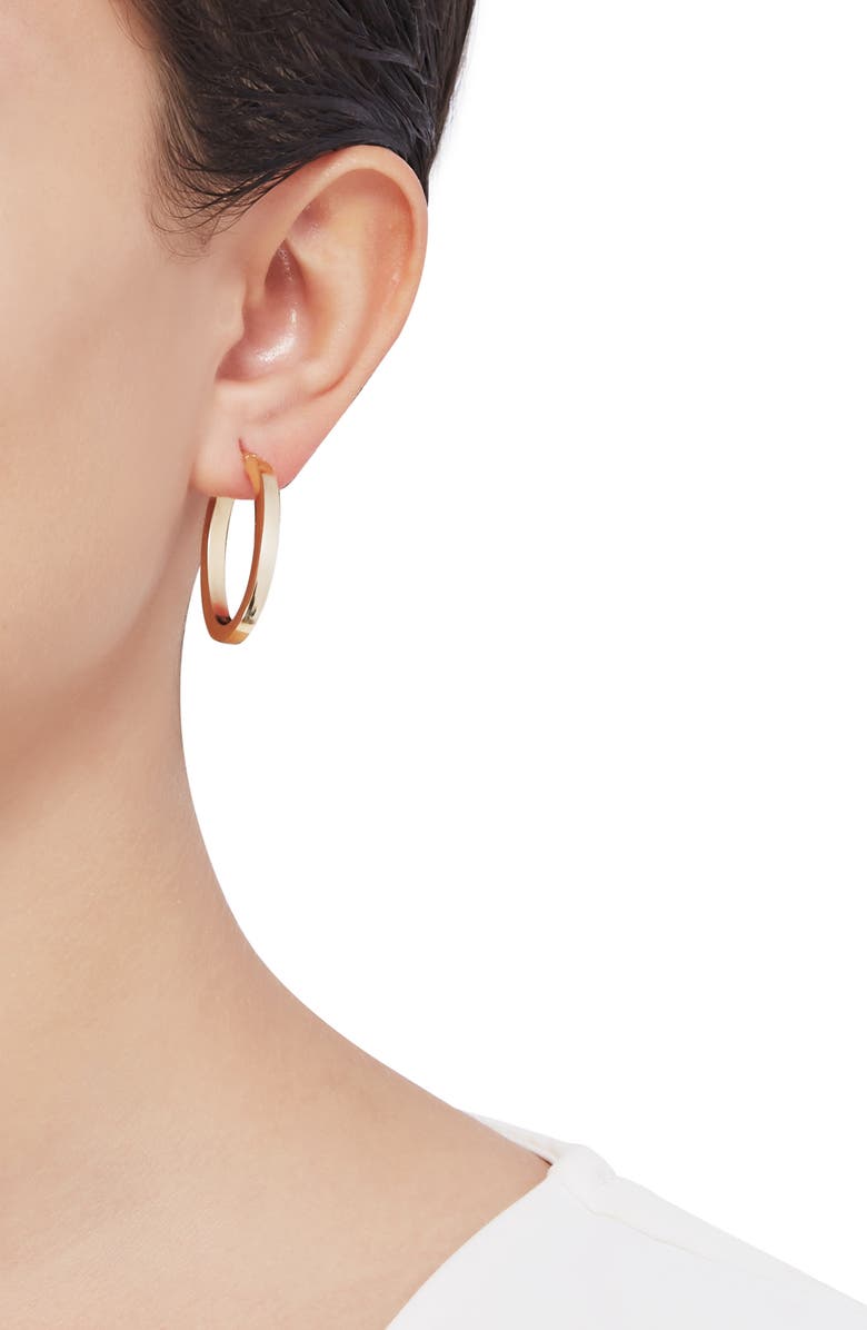 Frankie & Zoe Square Tube Oval Hoop Earrings, Alternate, color, Yellow Gold