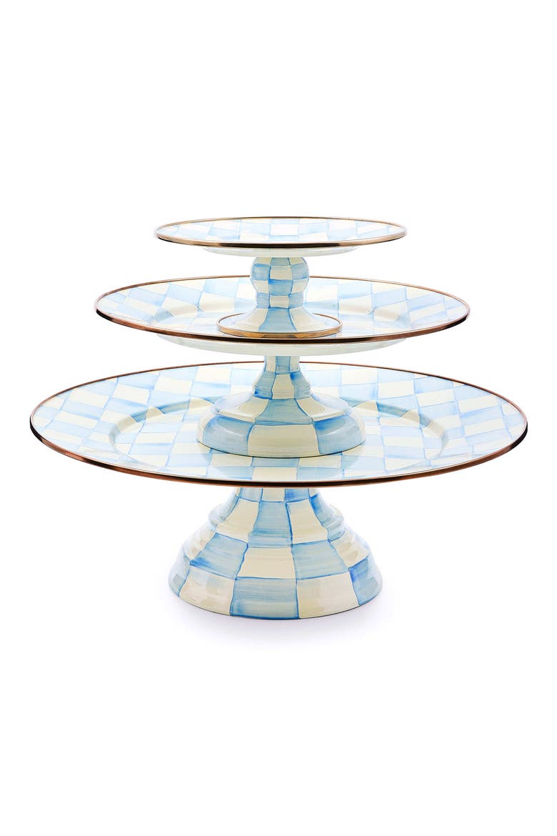 Sky Check Small Pedestal Platter, Alternate, color, SKY CHECK