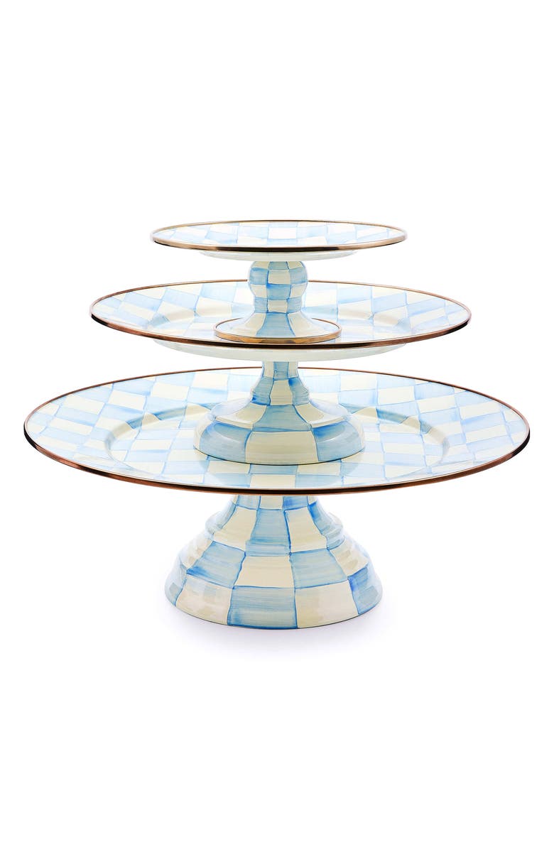 MACKENZIE CHILDS Sky Check Small Pedestal Platter, Alternate, color, Sky Check