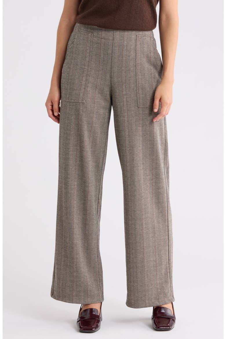Stripe Wide Leg Ponte Pants, Main, color, BLACK/ CAMEL/ RUST
