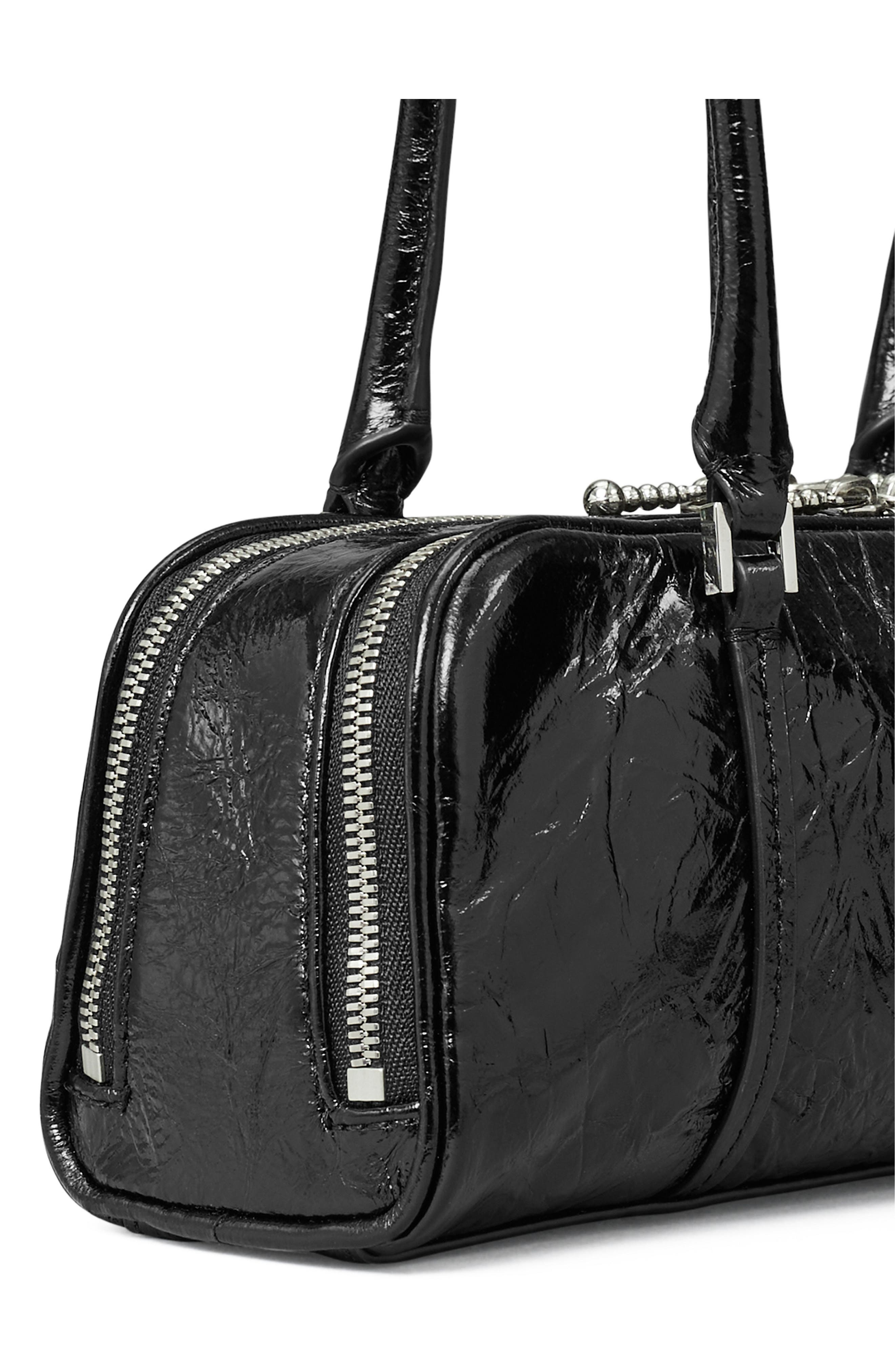 Tory Burch Micro Marshmallow T Monogram Crinkle Leather Satchel, Alternate, color, 