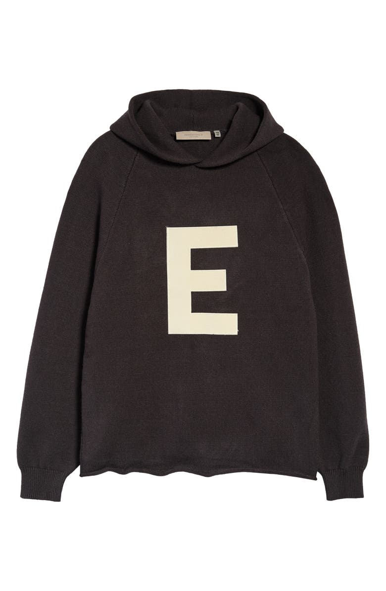 Fear of God Essentials Kids' Big E Knit Hoodie, Main, color, Iron