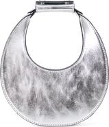 STAUD Good Night Moon Metallic Leather Top Handle Bag