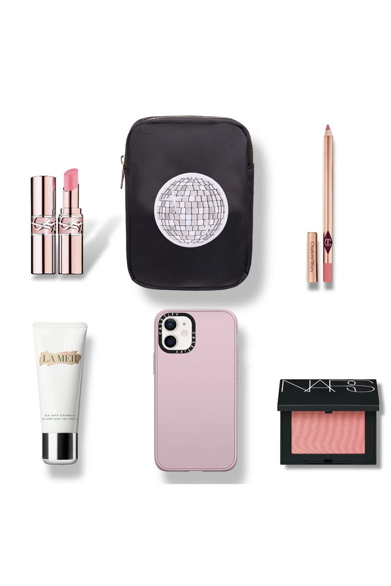 Mini Disco Ball Cosmetics Bag, Alternate, color, BLACK