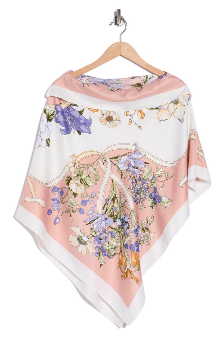 Foral Print Satin Poncho, Alternate, color, PINK