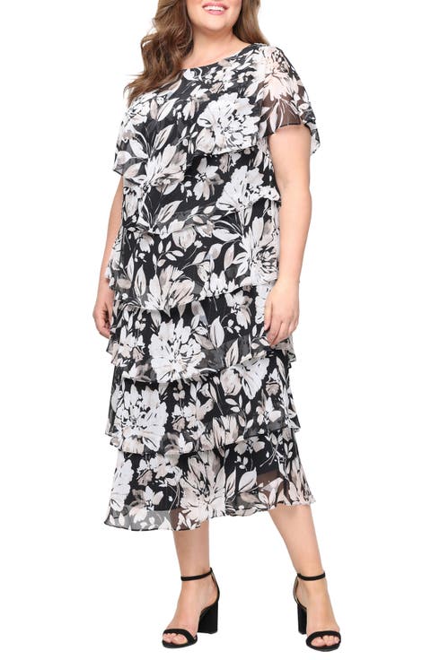 Floral Tiered Midi Dress (Plus)