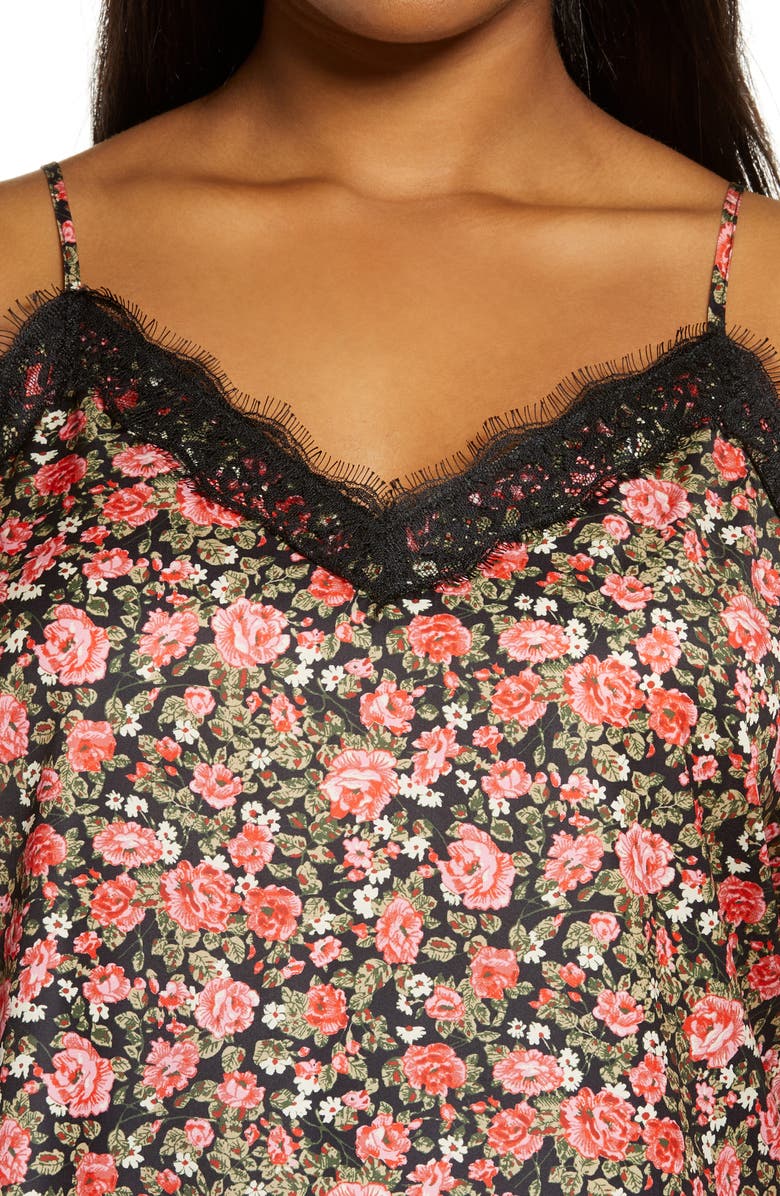 BP. Leopard Print Lace Trim Camisole, Alternate, color,