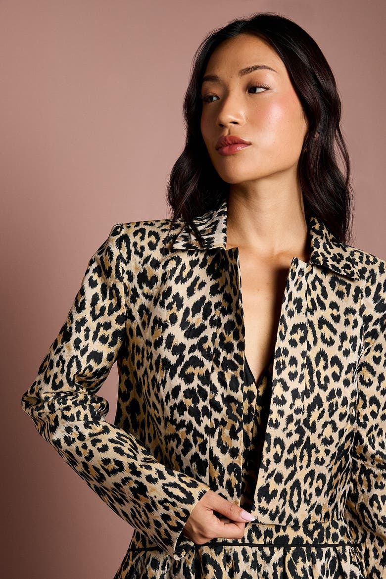 Animal Jacquard Cropped Jacket, Alternate, color, Mink