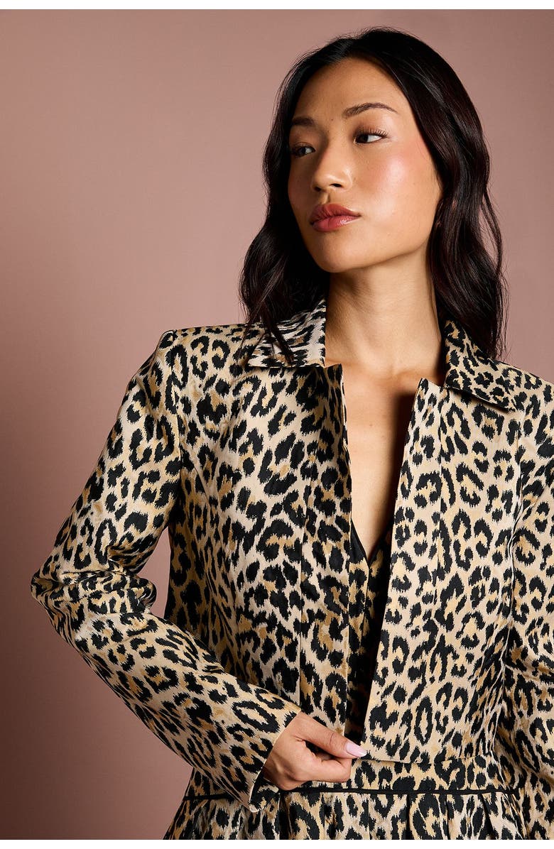 Coast Animal Jacquard Cropped Jacket, Alternate, color, Mink