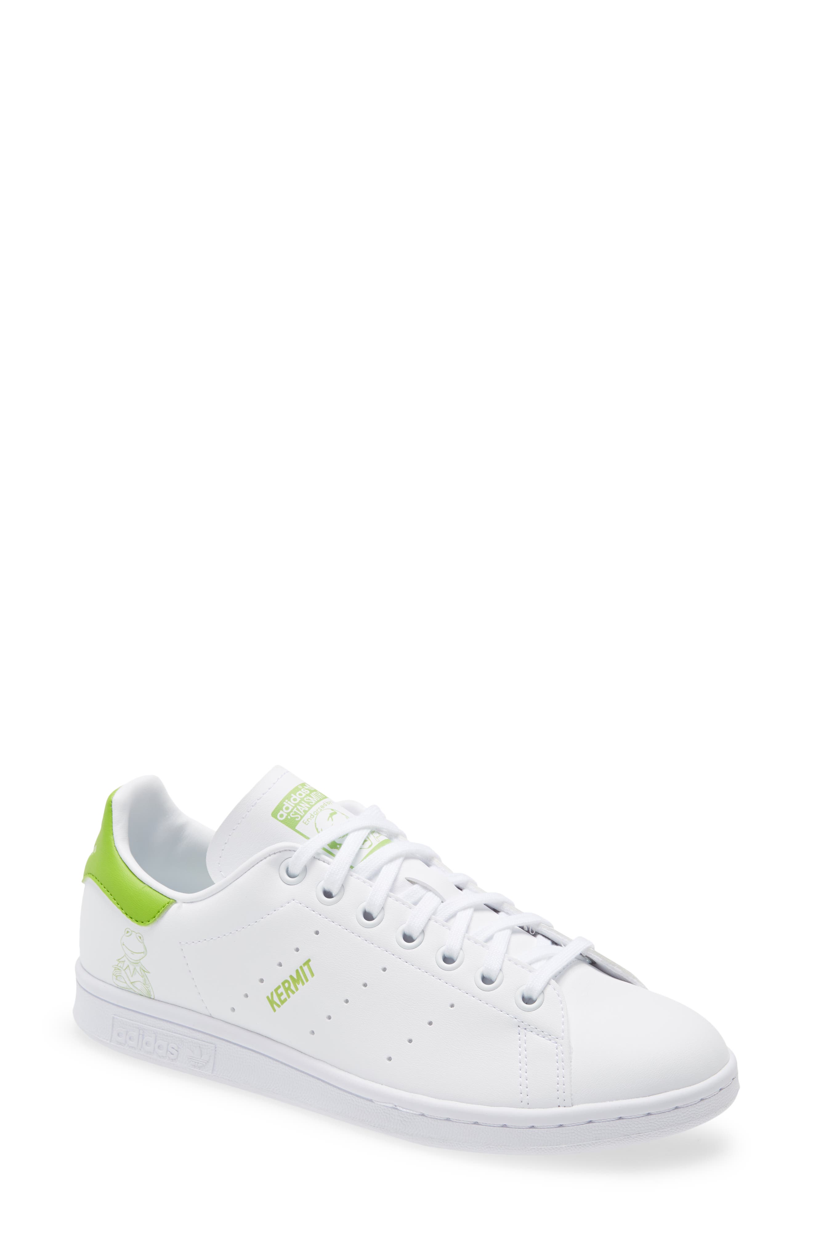 adidas x Disney Primegreen Stan Smith Kermit Sneaker, Main, color, 