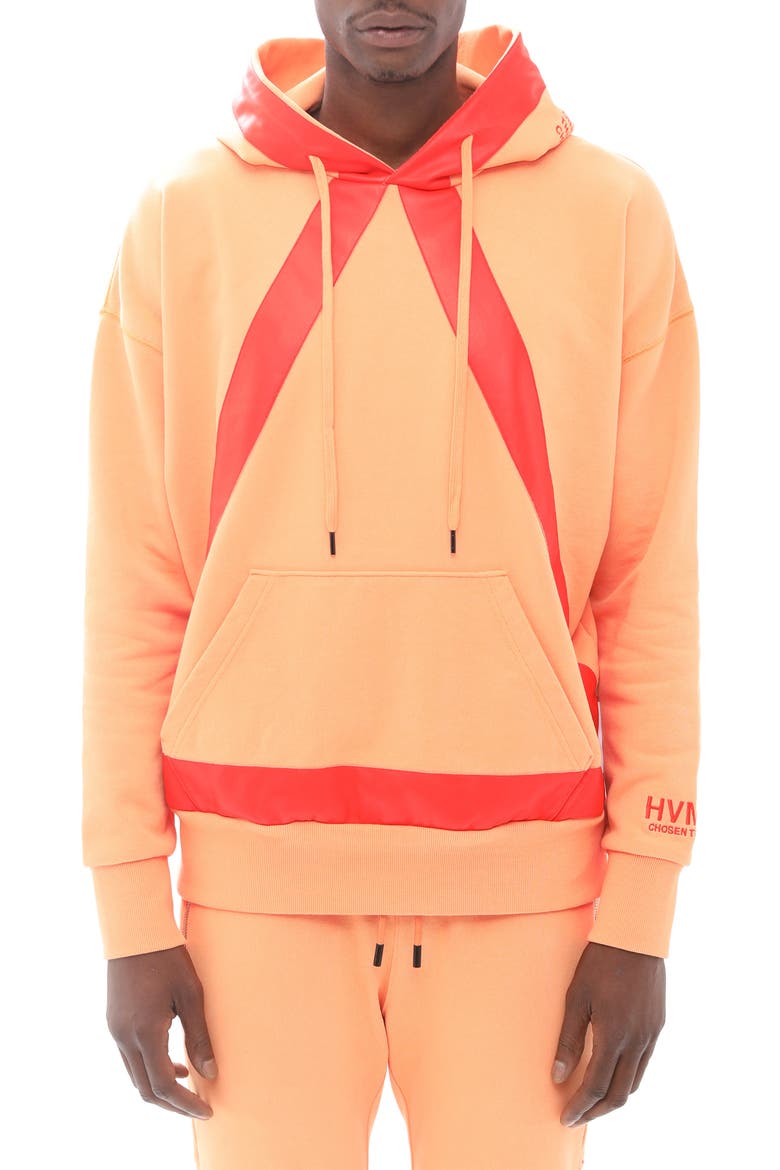 Taped Cotton Hoodie, Main, color, APRICOT