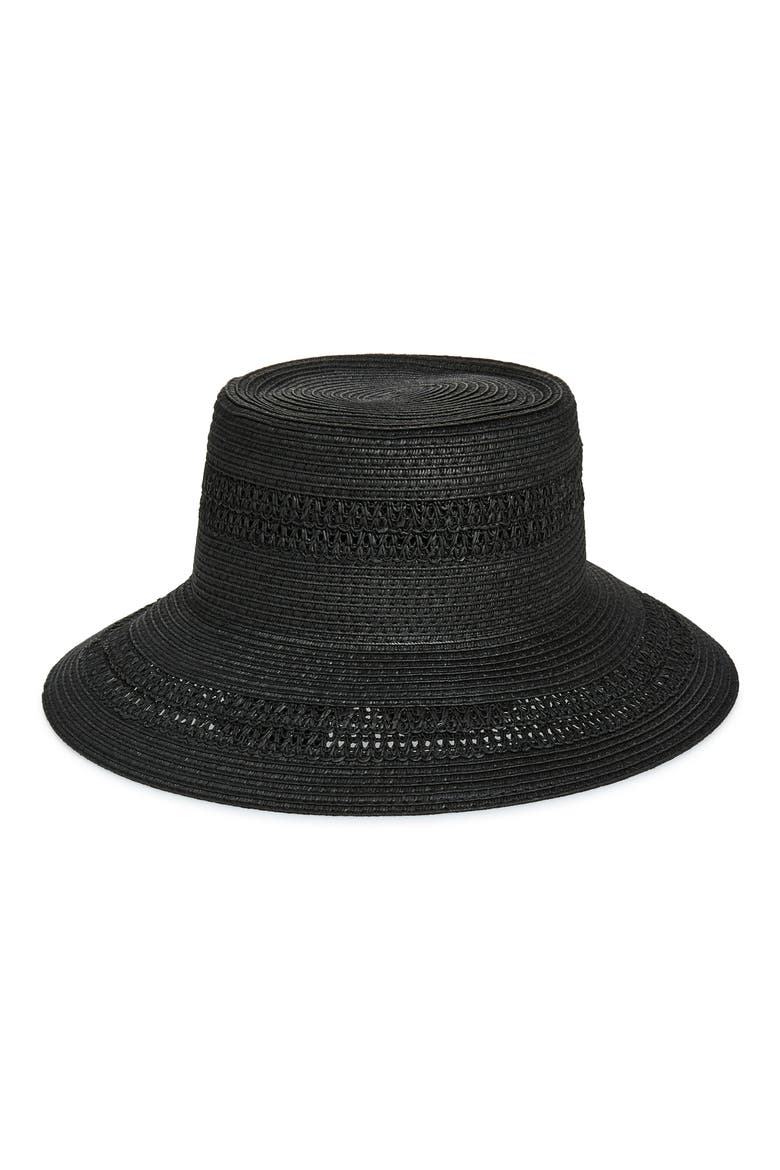 Straw Lantern Hat, Main, color, BLACK