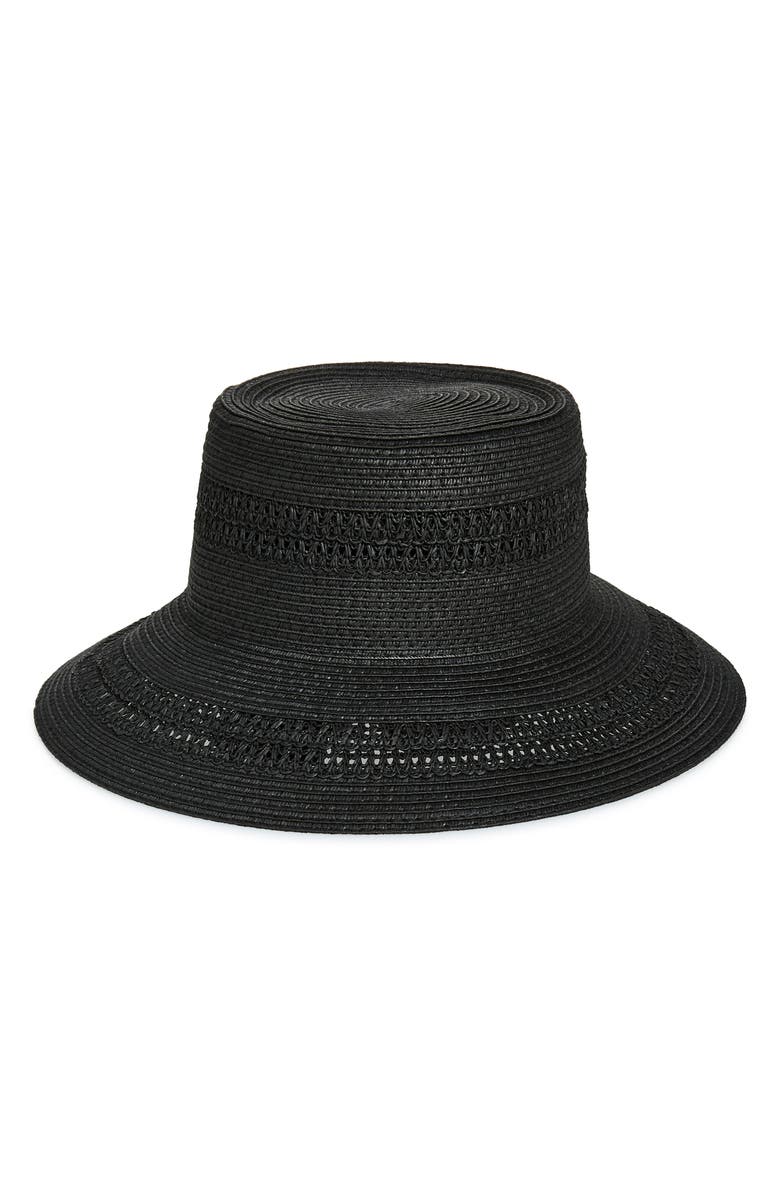 NORDSTROM RACK Straw Lantern Hat, Main, color, Black