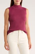 Halogen® Mock Neck Sleeveless Rib Top
