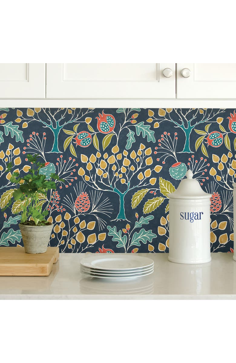 Wallpops Groovy Garden Navy Peel & Stick Wallpaper, Alternate, color, 
