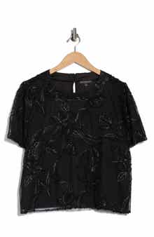 Adrianna Papell Floral Embroidered Top