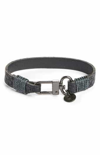 Caputo & Co. Men's Basketweave Embossed Leather Bracelet