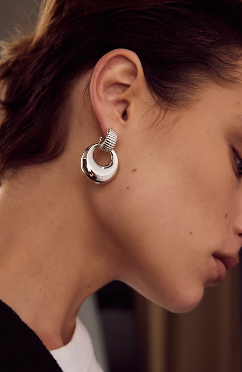 Luv AJ Remy Doorknocker Hoop Earrings, Alternate, color, Silver