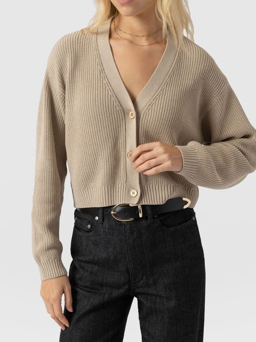Saint + Sofia Soho Crop Cardigan In Sand